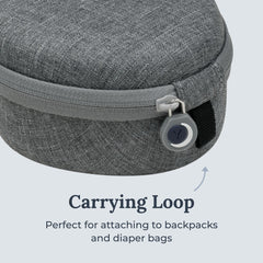 Yogasleep travel case features double-stitched zipper for durable, repeated use.