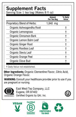 YOGI TEA Sweet Clementine Stress Support packaging highlights organic, non-GMO quality.