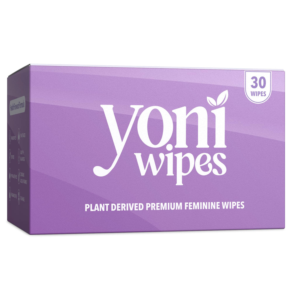 Yoni Wipes travel pack with individually wrapped wipes for on-the-go freshness.