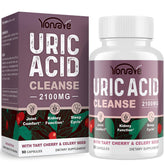 Yonrave Uric Acid Cleanse bottle with tart cherry visuals for nightly calm