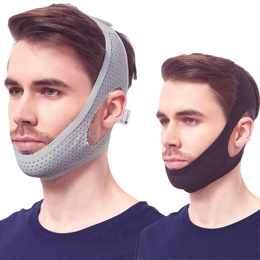 Yootar CPAP chin strap two-pack in black and gray helps promote nasal breathing.