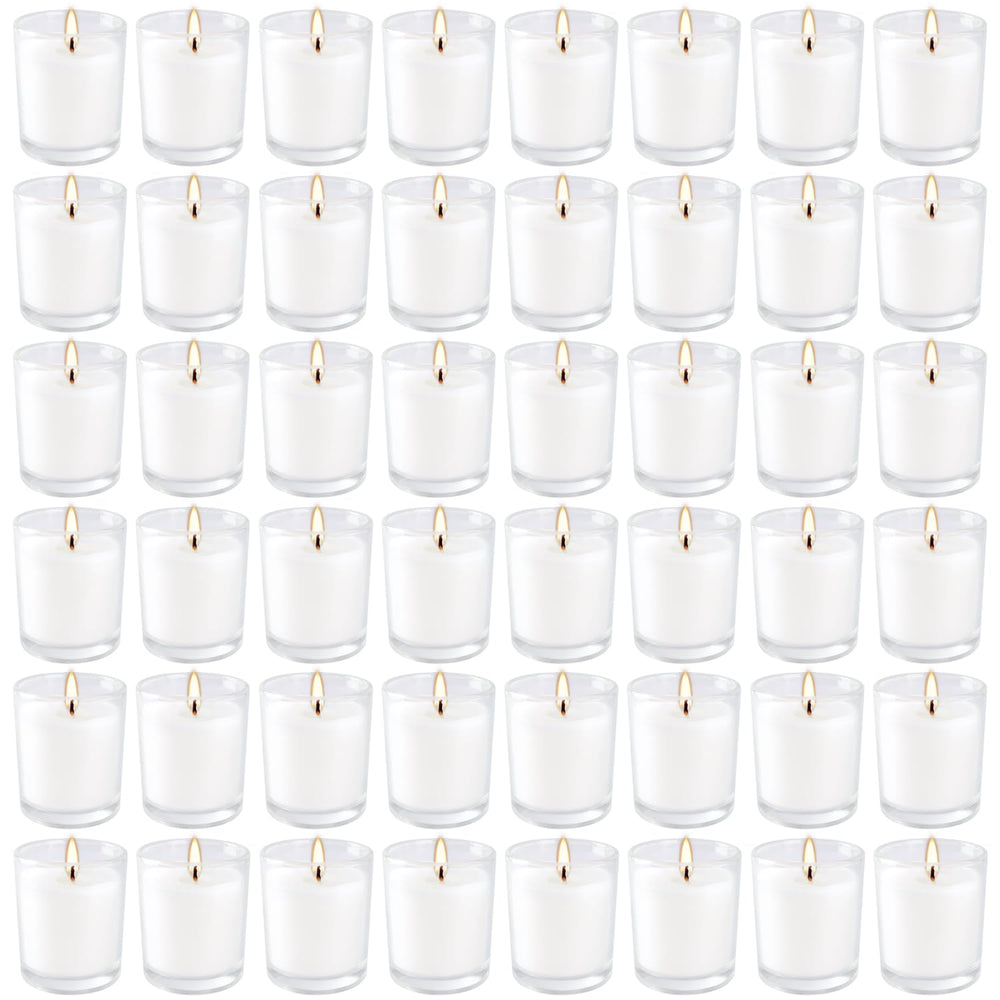 YOROXRG 48-pack white unscented glass votives for weddings and events