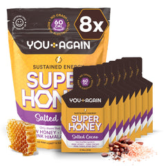 You Again Super Honey Gel front-pack with Himalayan salt for endurance energy