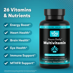 You Vites methylated multivitamin ingredients label highlighting B vitamin complex.