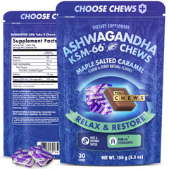 YouChews Ashwagandha KSM-66 chews pack in a portable pouch