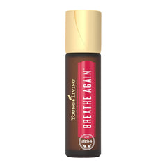 Young Living Breathe Again roll-on bottle with 10 ml size for easy, on-the-go aroma relief.