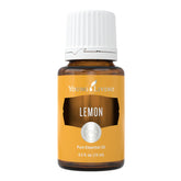 Young Living Lemon essential oil bottle closeup showing vibrant citrus aroma