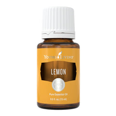 Young Living Lemon essential oil bottle closeup showing vibrant citrus aroma