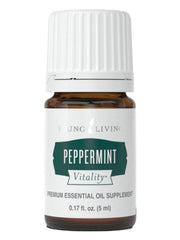 Young Living Peppermint Vitality bottle front view for refreshing aromatherapy use.