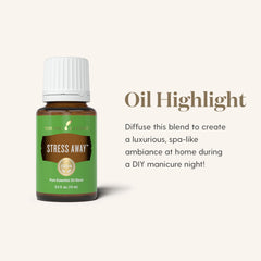 Aroma swirls from Young Living Stress Away Roll-On for calming scent release.
