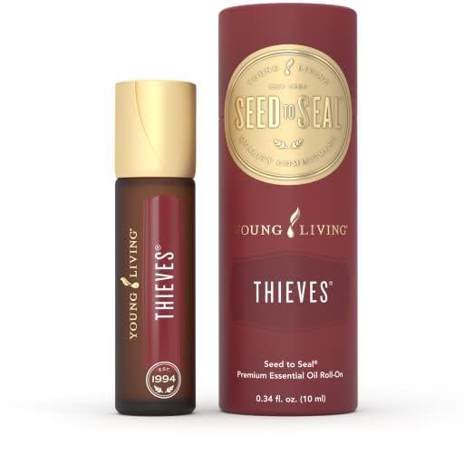 Young Living Thieves Roll-On 10ml bottle for compact on-the-go use.