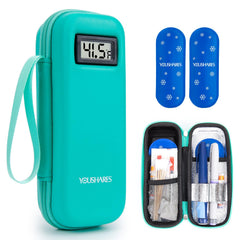 YOUSHARES insulin cooler travel case with temperature display showing real-time readings for safe storage