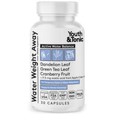 Youth & Tonic Water Weight Away bottle front showing herbal diuretic formula for bloating relief