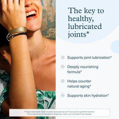 Close-up label with Hyaluronic Acid and Boswellia for skin and joint care.