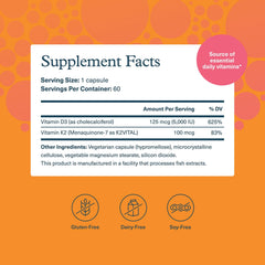 Youtheory K2D3 capsules closeup emphasizing vegetarian capsules for everyday use