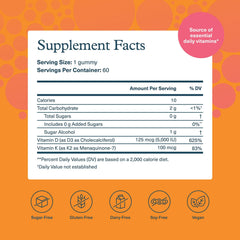 Youtheory K2D3 peach gummies close-up emphasizes heart health potential.