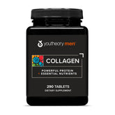 Youtheory Men's Collagen bottle with 5,000 mg tablets highlighting joint and skin benefits.