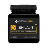Youtheory Men’s Shilajit bottle with PrimaVie capsules for daily use and stress support.