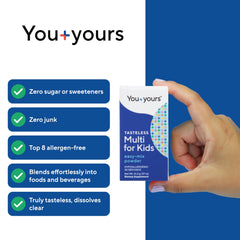 You+yours tasteless multivitamin in soft foods blends without altering texture.