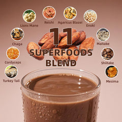 YoYoJo Mushroom Cacao Mix label closeup showing clean ingredients.