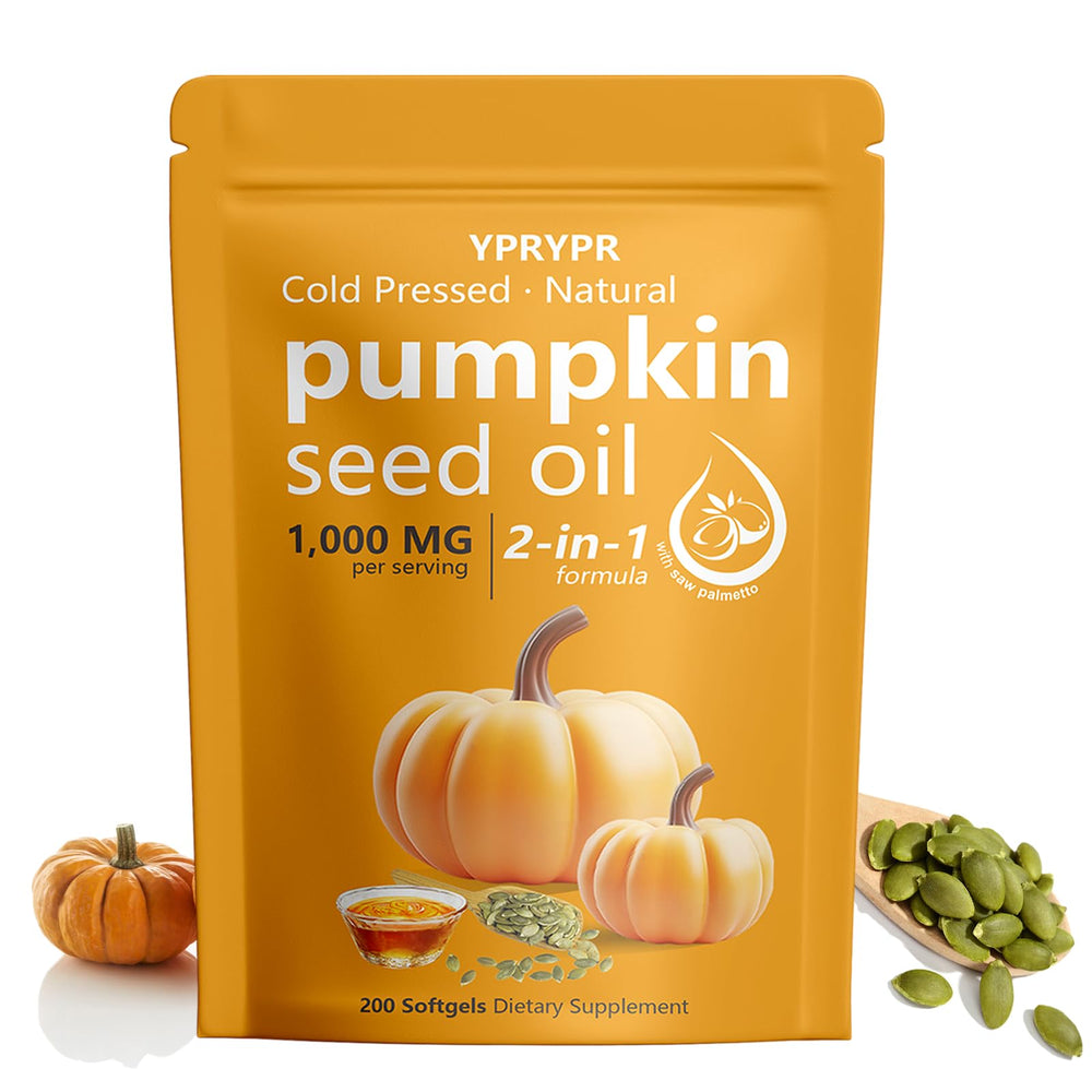 YPRYPR Aurove pumpkin seed oil with saw palmetto bottle for daily urinary comfort.