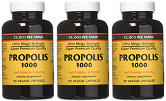 Closeup of Propolis 1000 capsules showing smooth, easy-to-swallow pills