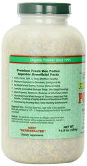 YS Organic Bee Farms spoon of bee pollen granules ready to mix into smoothies