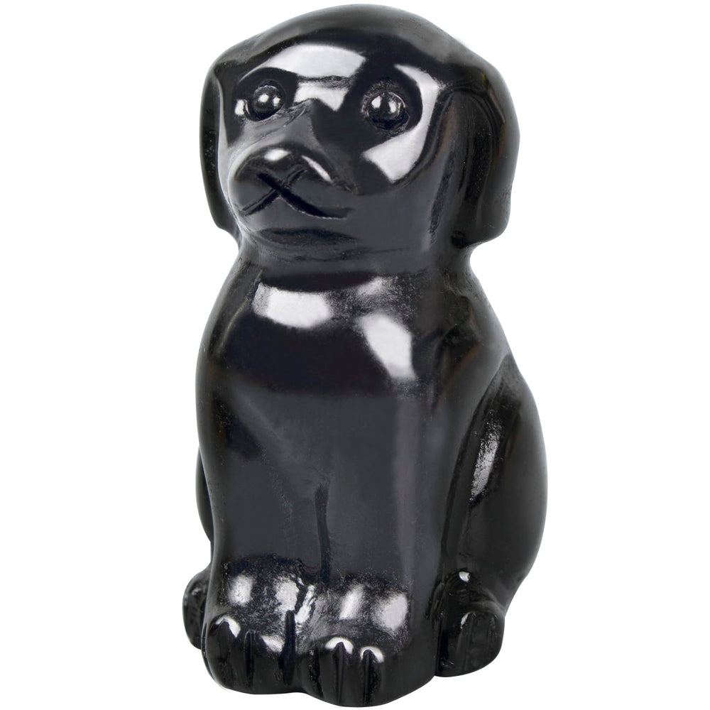Ytbeoxk obsidian dog crystal sculpture, compact guardian for home and desk.