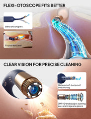 Yumika ear scope with flexible tip enables gentle removal while watching in real time.