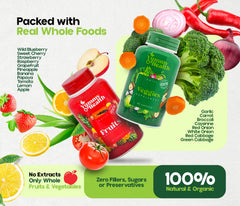 Illustration of fruit and vegetable blend indicates rich micronutrients support