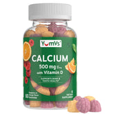YUM-V'S Calcium D3 bottle with pour, non-meltable gummies for bone support