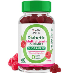 YUM-V'S Raspberry multivitamin bottle highlights sugar-free daily wellness.