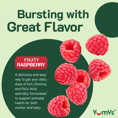 YUM-V'S YumVs Prenatal Gummies bottle and packaging side view.