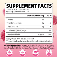 YUULAI Potassium Gummies label close-up shows 1200 mg per serving for daily support