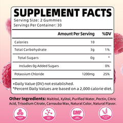 YUULAI potassium gummies label-closeup shows potassium chloride form.