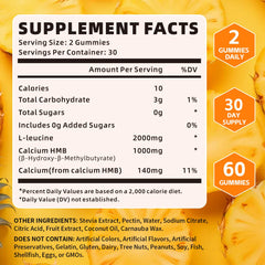 YXSW HMB and L-Leucine Gummies pineapple flavor close-up for tasty workout recovery.