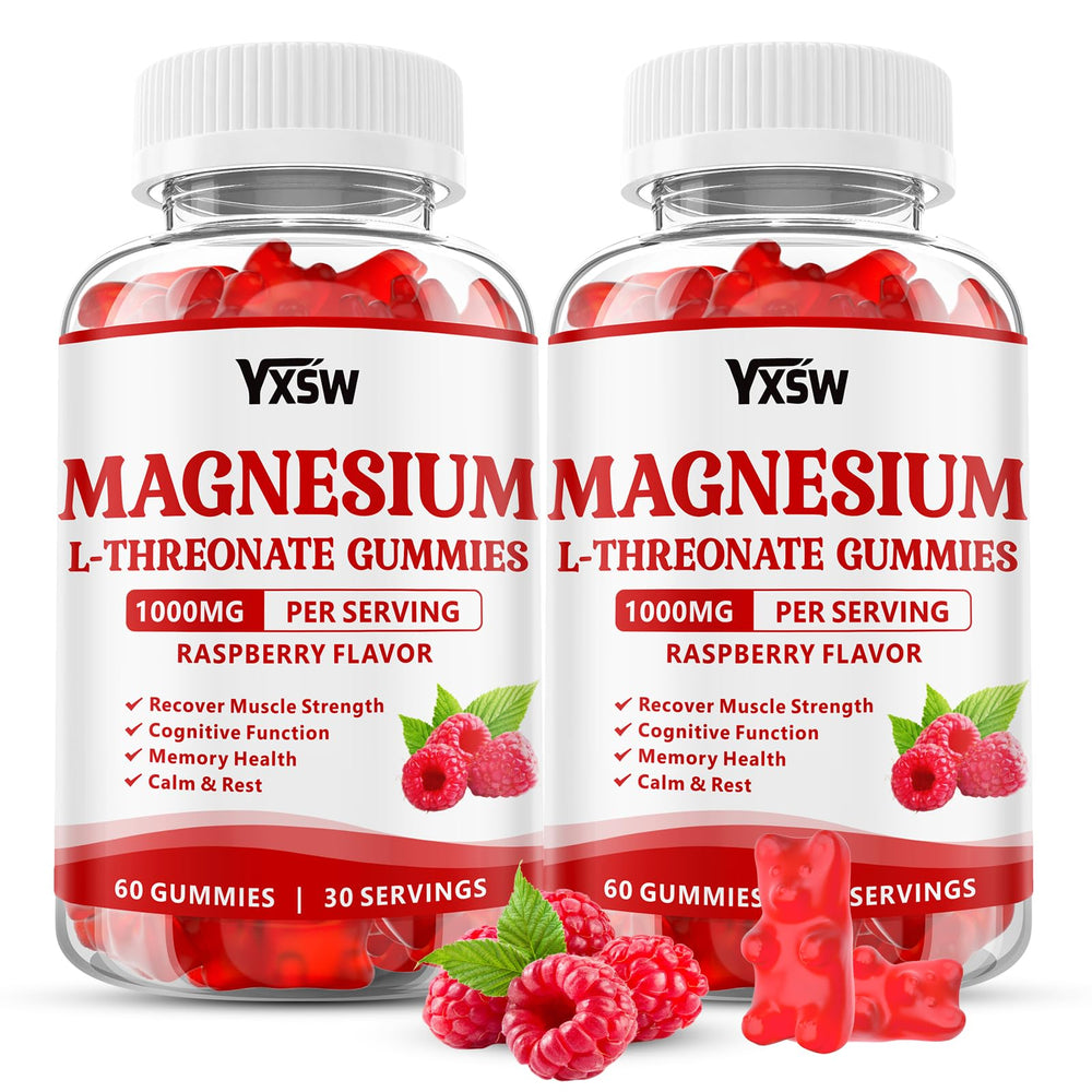 YXSW Magnesium L-Threonate Gummies raspberry bottle showcasing sugar-free nervous system support.