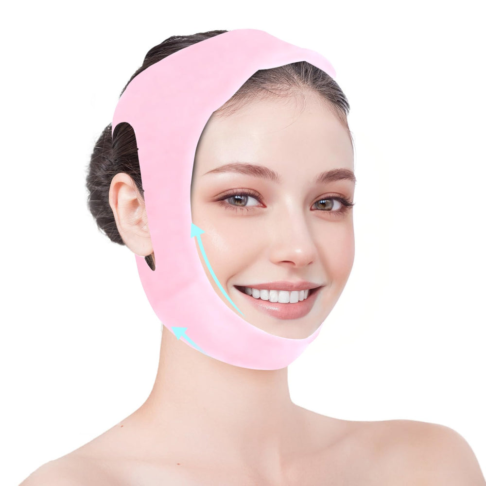 YZWONLY anti snoring chin strap pink, front view for CPAP wear and comfort