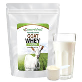 Z Natural Foods Goat Whey Protein bottle pour—quick, clean protein for post-workout shakes