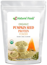 Z Natural Foods organic pumpkin seed protein powder in a bag for smoothies