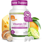 Zahler Advanced Vitamin D3 softgels bottle for daily immune and bone health.