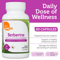 Zahler Berberine bottle closeup shows Berbevis and absorption-enhancing phospholipids