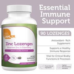 Zahler Elderberry Zinc Lozenges bottle back with ingredient notes and kosher USA-made label