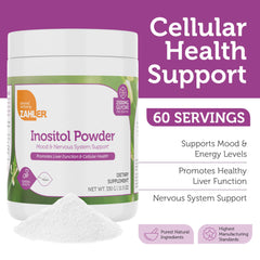 Zahler Inositol Glycine powder-dispense: tasteless powder ready to mix with water or juice.