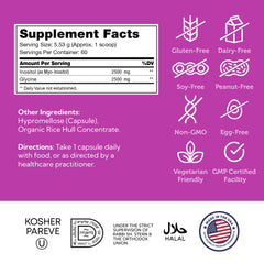 Zahler Inositol bottle back—dosing details and purity cues for daily use