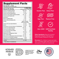 Closeup of Zahler Kids Multivitamin chewable tablets for growing children