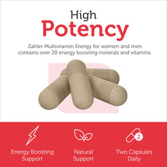 Zahler kosher vegan multivitamin label indicating allergen-free, plant-based formula.