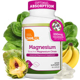Zahler magnesium citrate capsules bottle: high-absorption magnesium for daily muscle and nerve support.