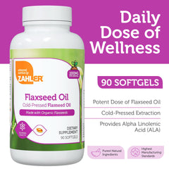 Zahler flaxseed oil softgels close-up in bottle for convenient daily omega-3 intake