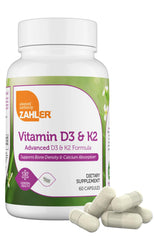 Zahler Vitamin D3 & K2 Advanced bottle front showing a premium bone-support formula.